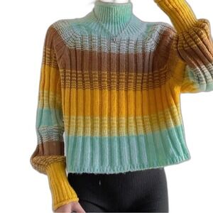 Urban outfitters BDG colorblock strip mock neck pullover sweater XS S